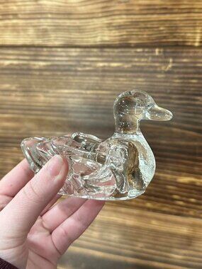 Clear glass duck figurine